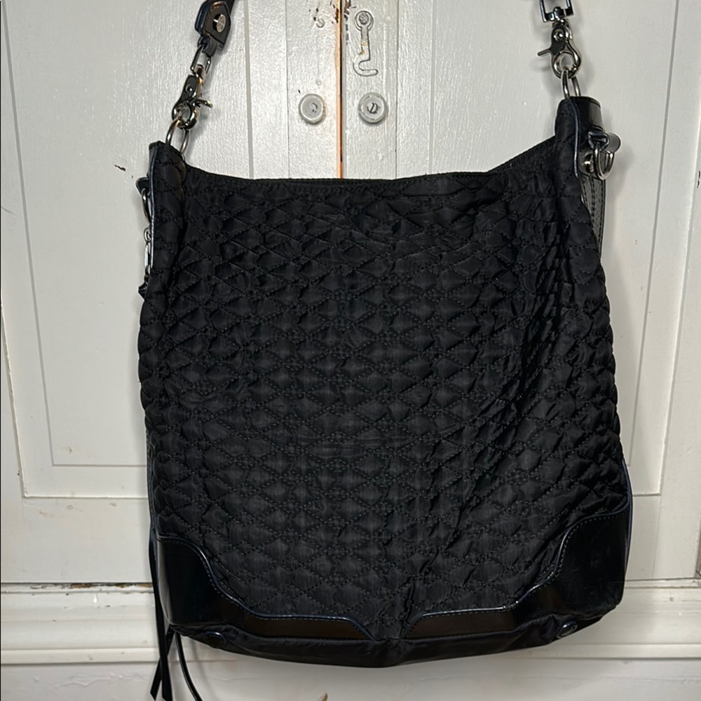 MZ Wallace Black Quilted Shoulder Bag with Starp